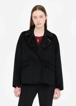 Cappotto in lana con ricami gioiello