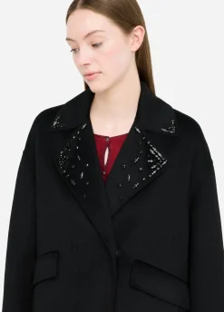 Cappotto in lana con ricami gioiello