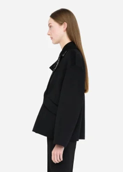 Cappotto in lana con ricami gioiello