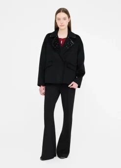 Cappotto in lana con ricami gioiello