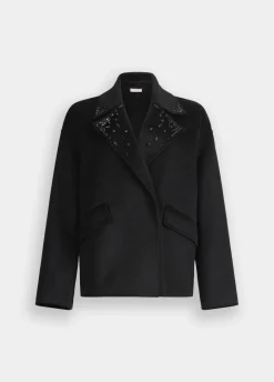 Cappotto in lana con ricami gioiello