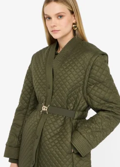 Cappotto in nylon trapuntato con cintura