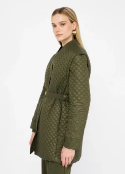 Cappotto in nylon trapuntato con cintura