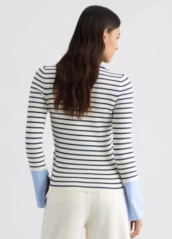 Cardigan a righe con colletto