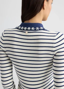 Cardigan a righe con colletto