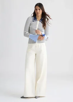Cardigan a righe con colletto
