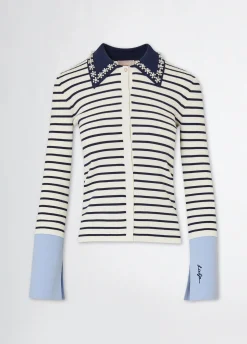Cardigan a righe con colletto