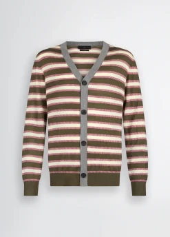 Cardigan a righe in lana