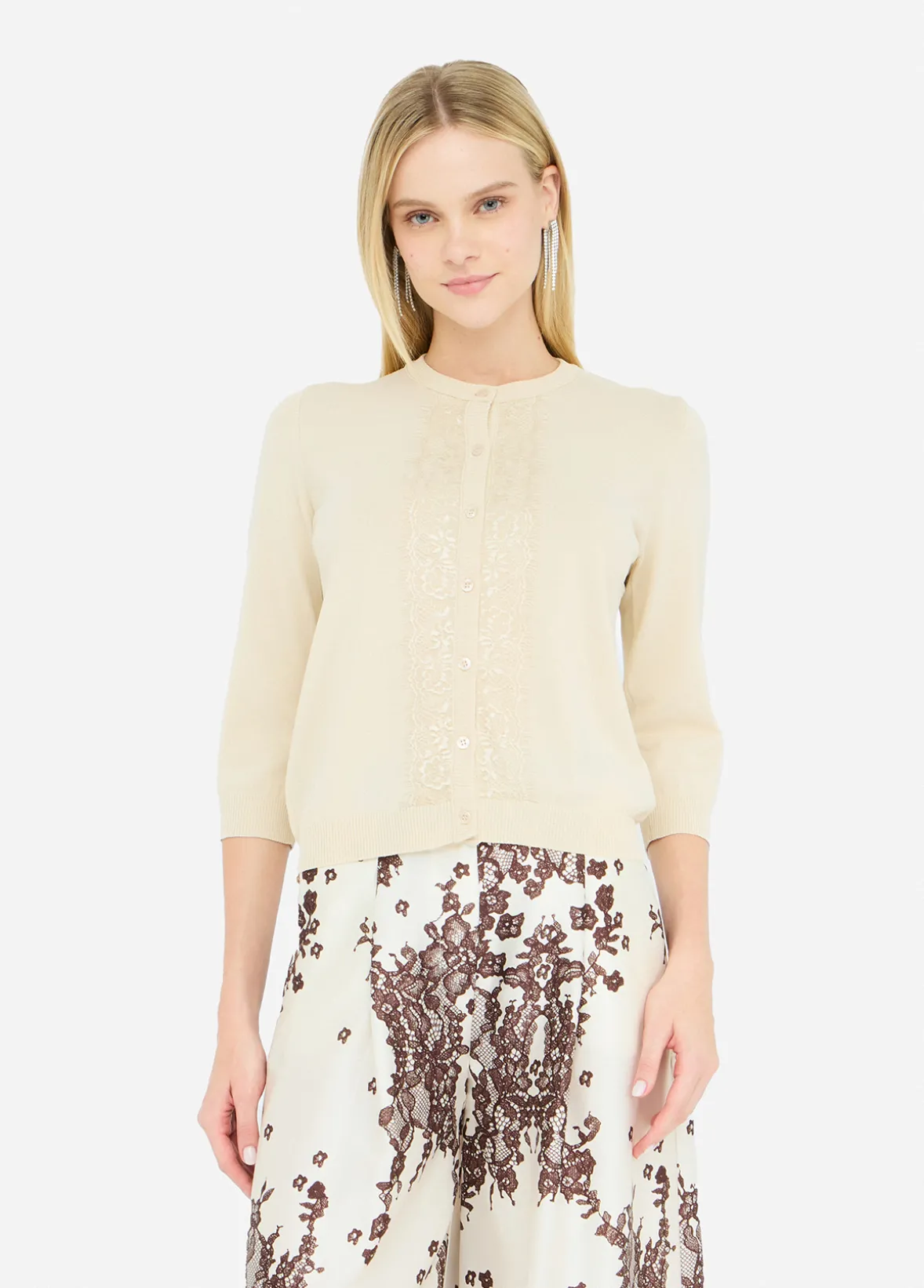 Cardigan con dettagli in pizzo