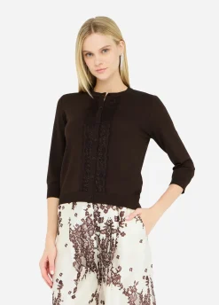 Cardigan con dettagli in pizzo