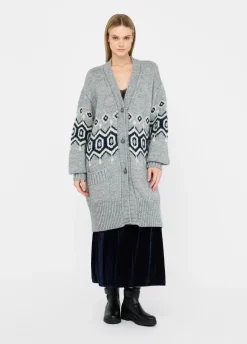 Cardigan in alpaca e lana jacquard