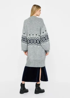 Cardigan in alpaca e lana jacquard