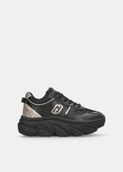 Chuncky sneakers in pelle e glitter