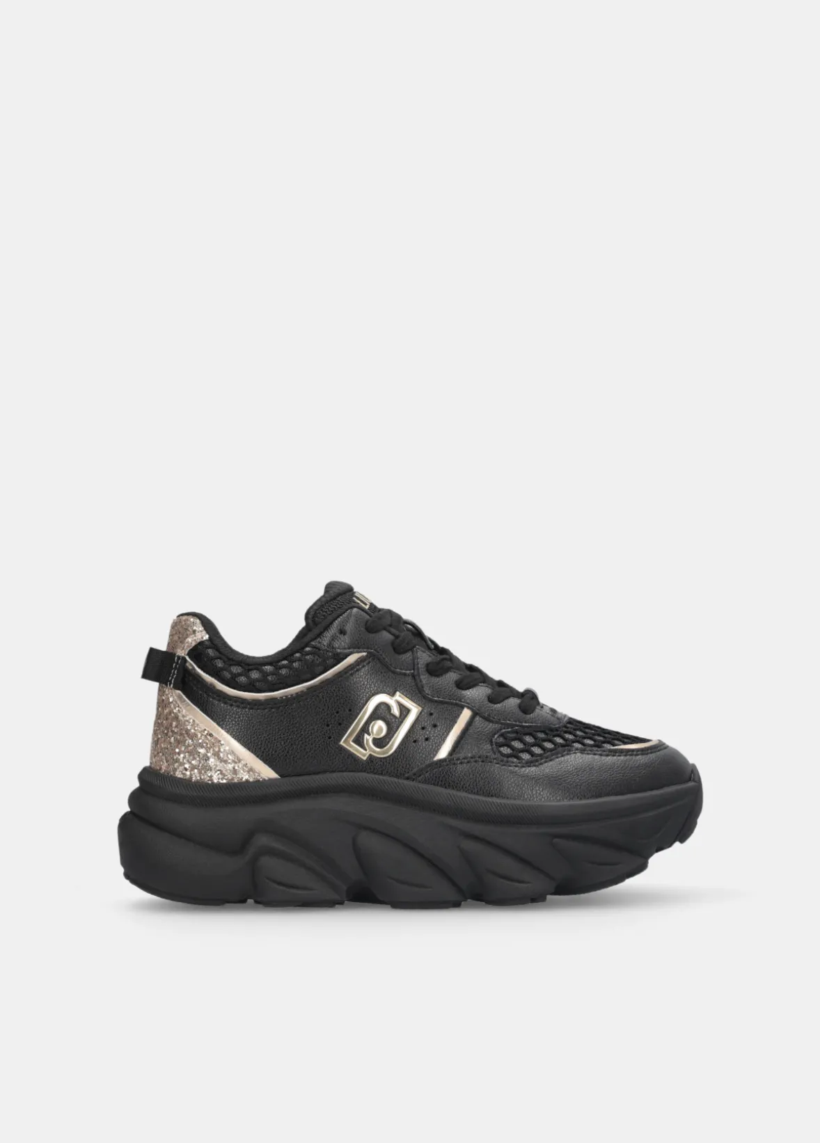 Chuncky sneakers in pelle e glitter
