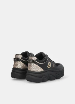 Chuncky sneakers in pelle e glitter
