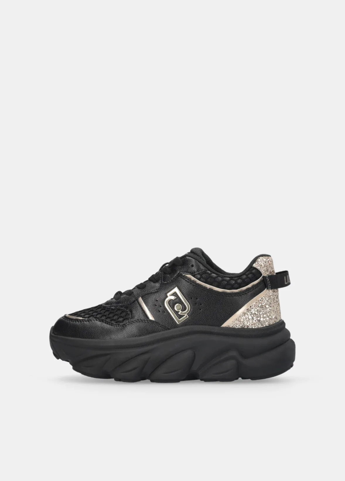 Chuncky sneakers in pelle e glitter