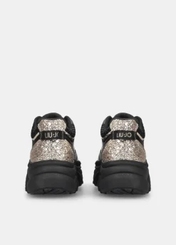 Chuncky sneakers in pelle e glitter