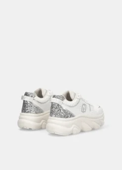 Chuncky sneakers in pelle e glitter