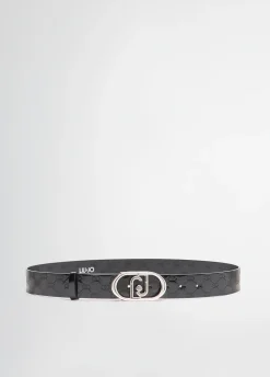 Cintura in pelle con logo