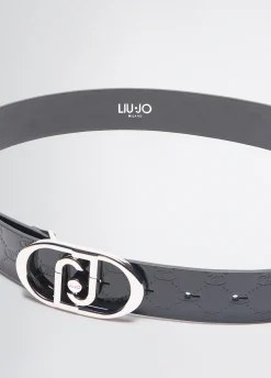 Cintura in pelle con logo