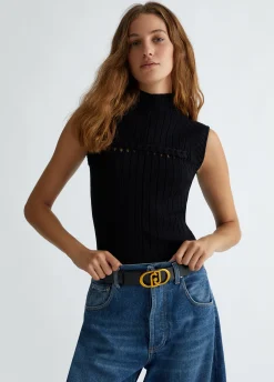 Cintura in pelle con logo