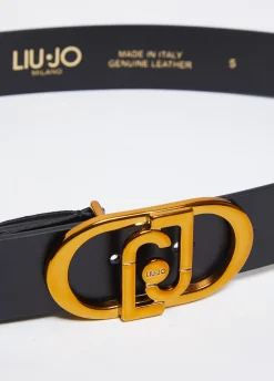 Cintura in pelle con logo
