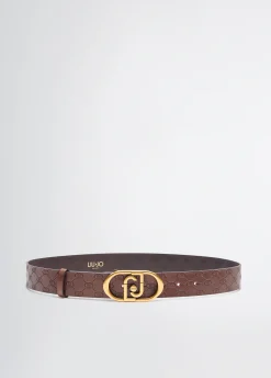 Cintura in pelle con logo