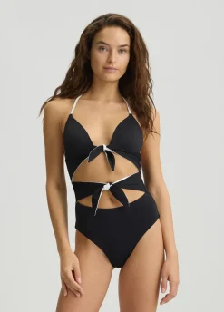 Costume intero da mare con fiocchetti