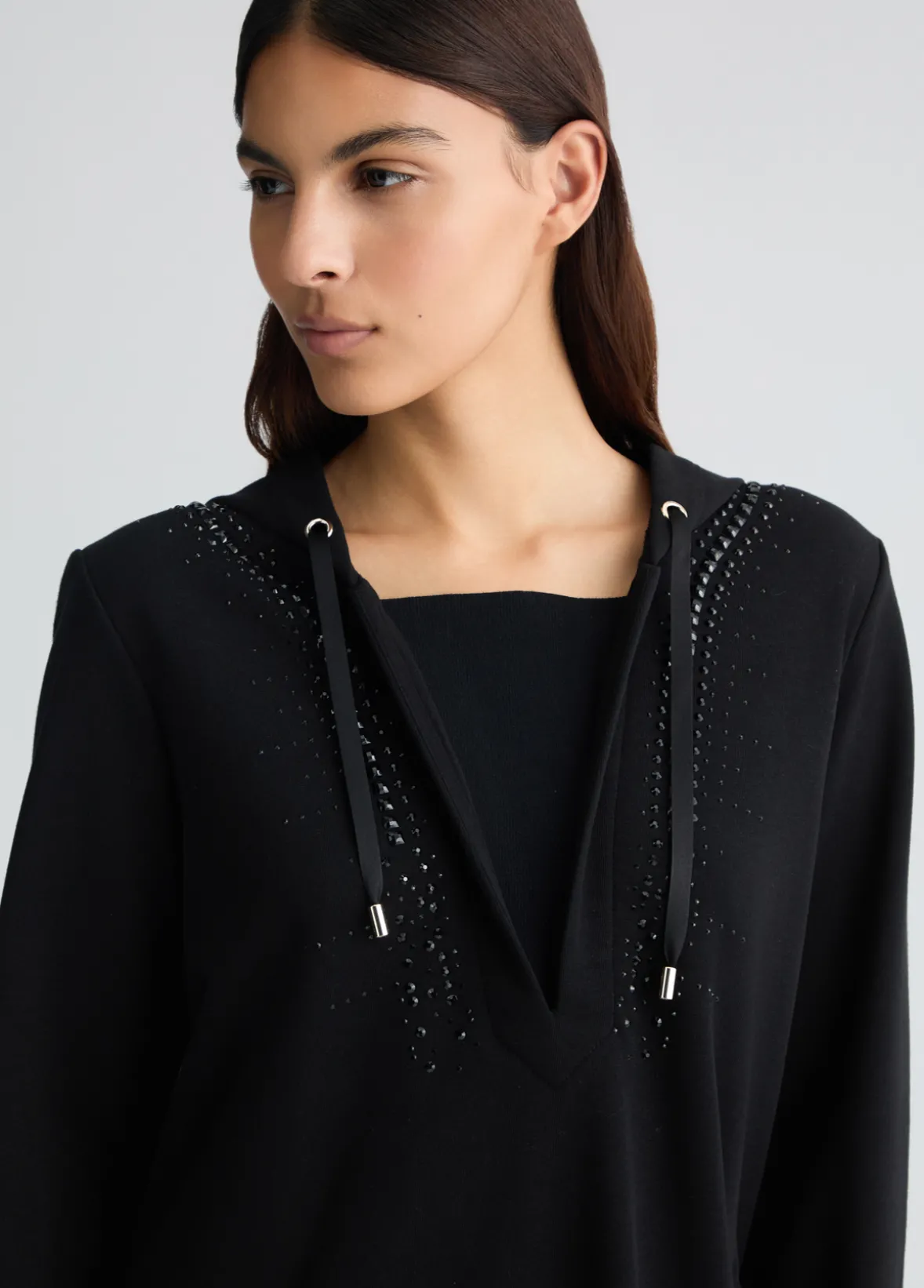 Felpa con cappuccio e strass