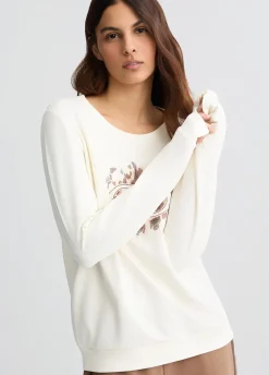 Felpa con logo animalier e strass