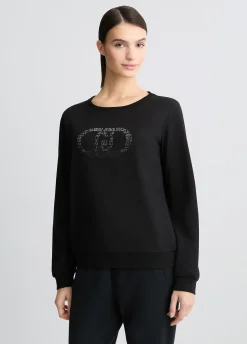 Felpa con logo e strass