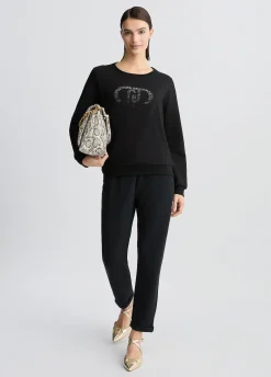 Felpa con logo e strass