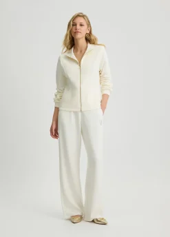 Felpa con zip e strass