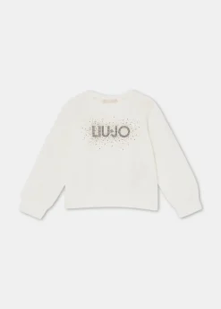 Felpa in cotone con logo e strass