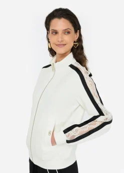 Felpa in cotone con pizzo