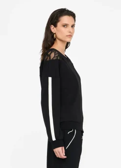 Felpa in cotone con pizzo