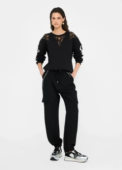 Felpa in cotone con pizzo