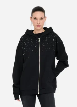 Felpa in cotone con strass