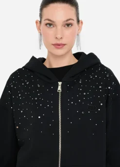 Felpa in cotone con strass