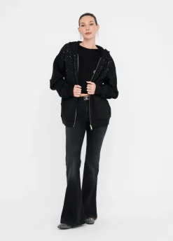Felpa in cotone con strass