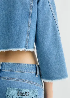 Giacca cropped in denim