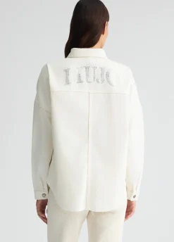 Giacca overshirt con maxi logo