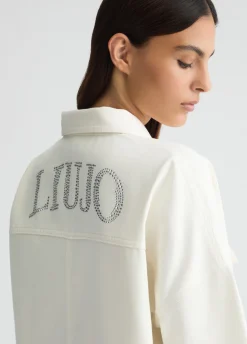 Giacca overshirt con maxi logo