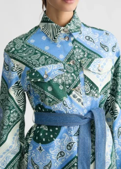 Giacca overshirt in cotone stampato