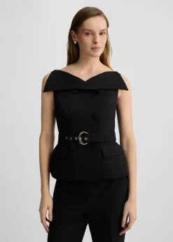 Gilet doppiopetto con cintura