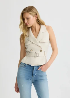 Gilet doppiopetto con cintura