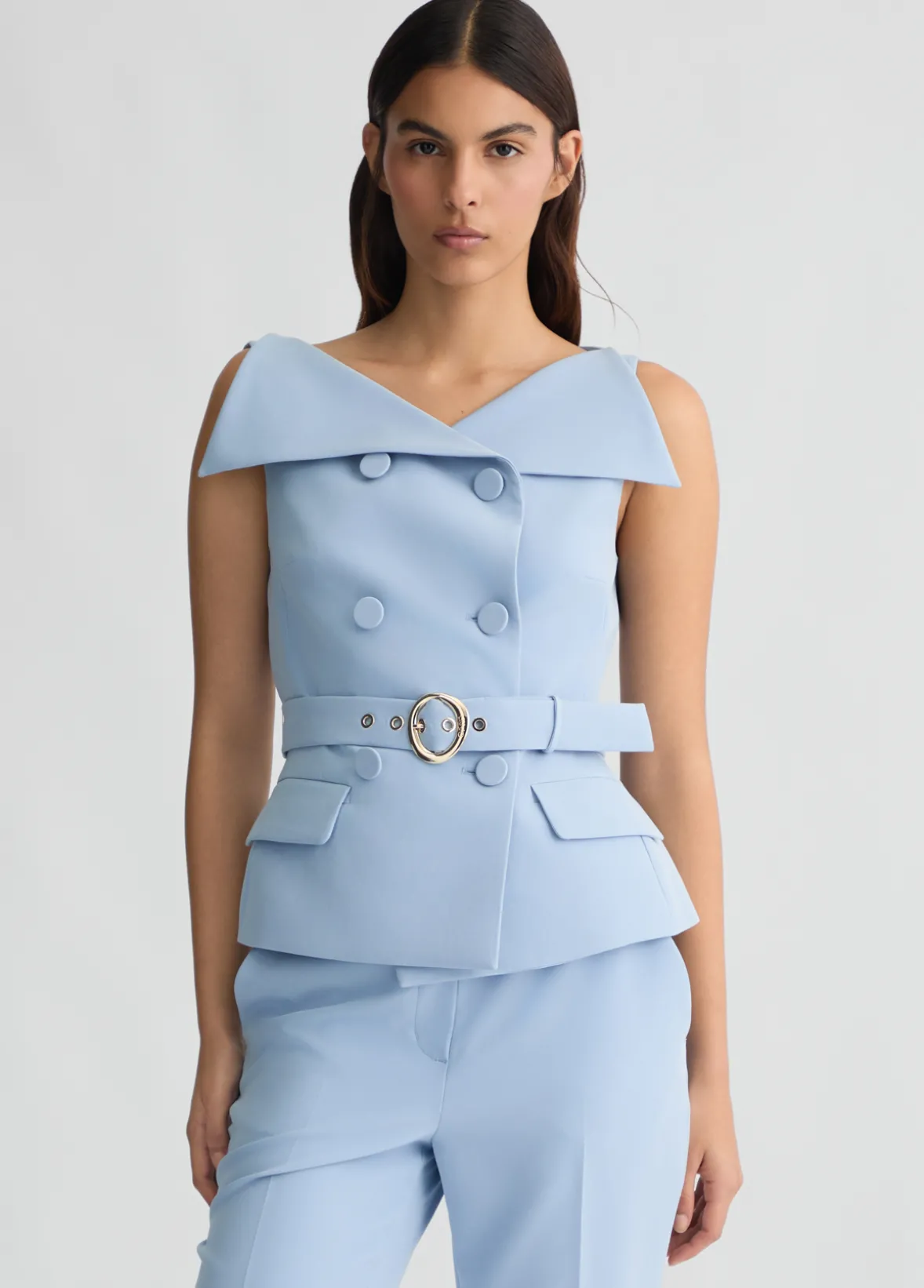 Gilet doppiopetto con cintura