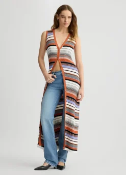 Gilet lungo a righe