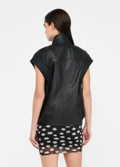 Gilet oversize in pelle