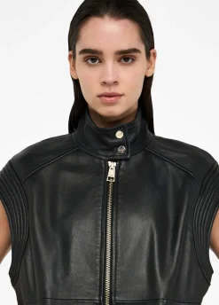 Gilet oversize in pelle